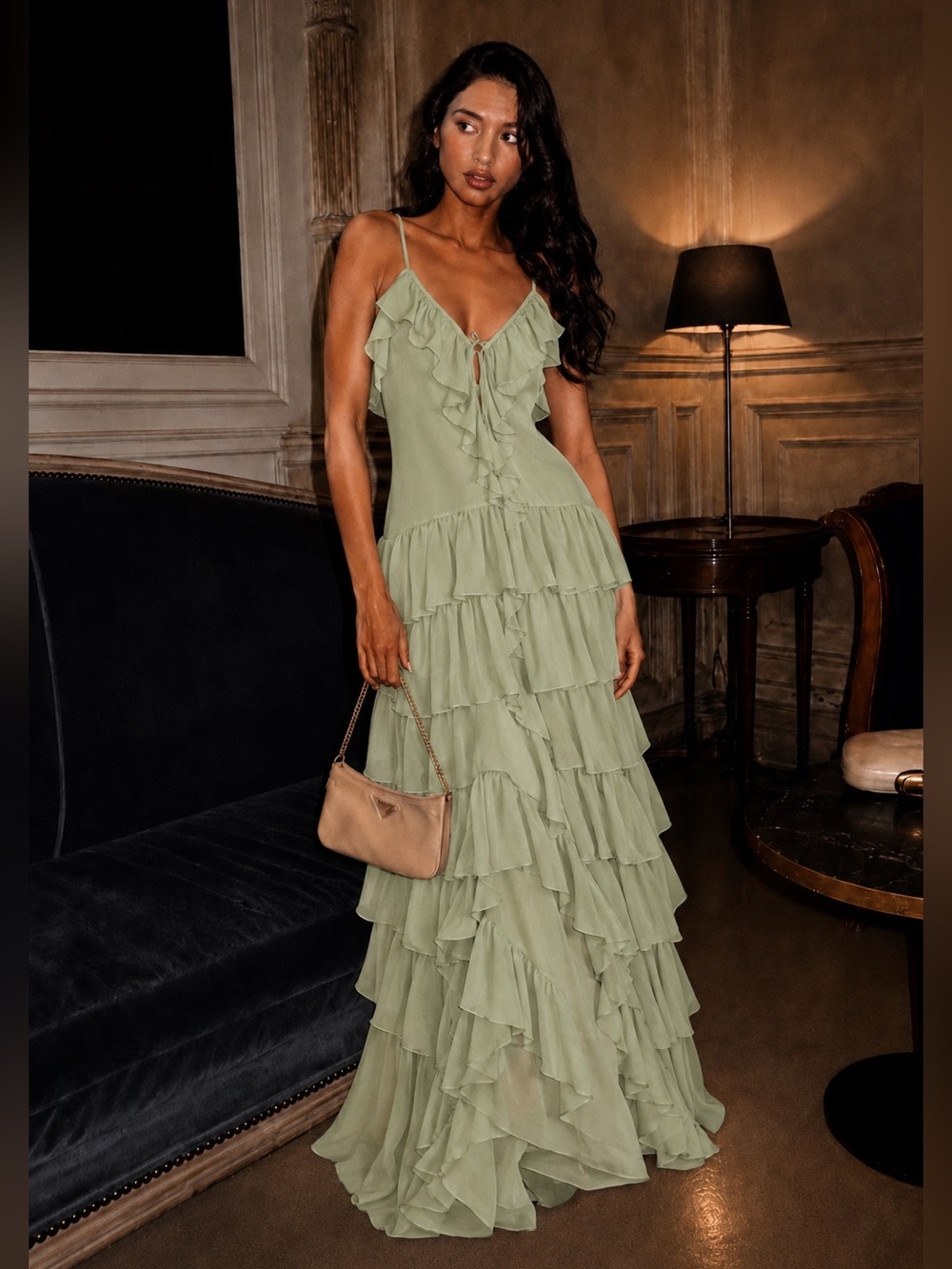 NEW Torn By Ronny Kobo Cascading
Ruffle Dress XS and S 
🚨FINAL PRICE NO DISCOUNT